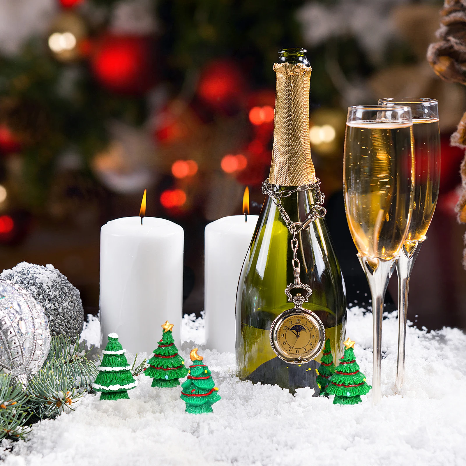 

30Pcs Desktop Resin Ornament Christmas Mini Tree Fine Craftsmanship Festive Decor for Office Home Holiday Arrangement