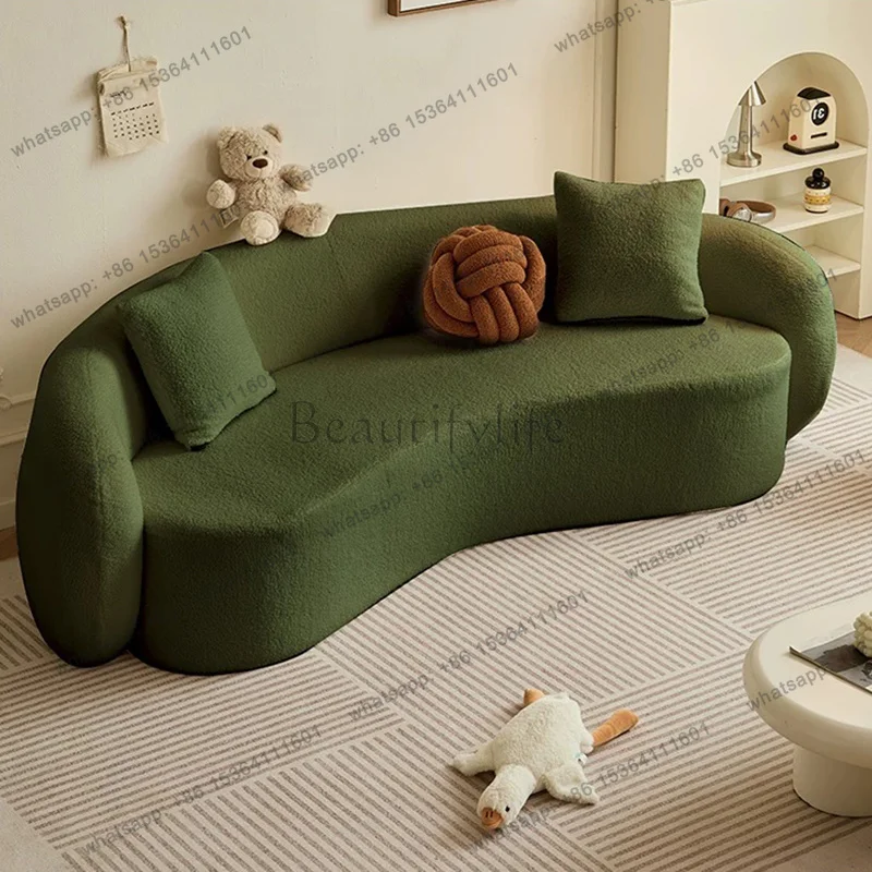 Factory Direct Sales Nordic Living Room Lamb Fleece Sofa Modern Design Beauty Salon Clothing Store Lounge Office Sofa Business O