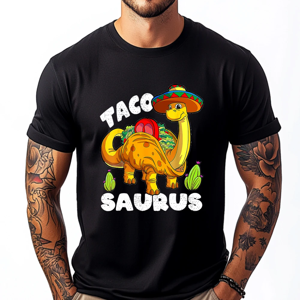 

Tacosaurus Taco Dinosaur Funny Dino Cinco De Mayo Mexican Mens Clothing Plus Size New Year 2025 Printed On