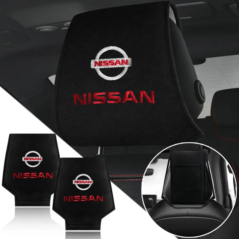 For Nissan Nismo Almera Tiida Juke Teana Qashqai 350Z 370Z GTR Car Logo Headrest Cushion Cover Auto Badge Head Neck Pillow Case