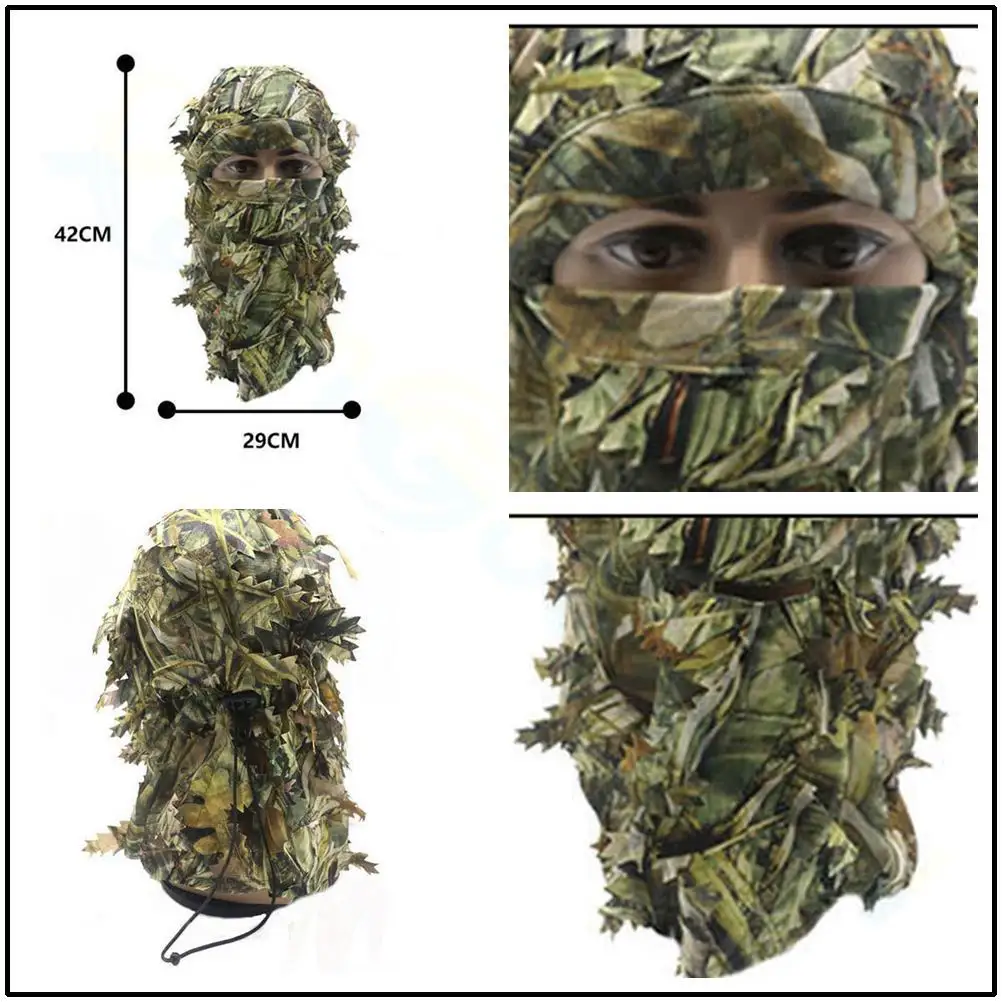 Bionic camouflage leaf headgear Sunblock mosquito repellent insect repellent fishing cap hunting mask 3D camouflage riding mask