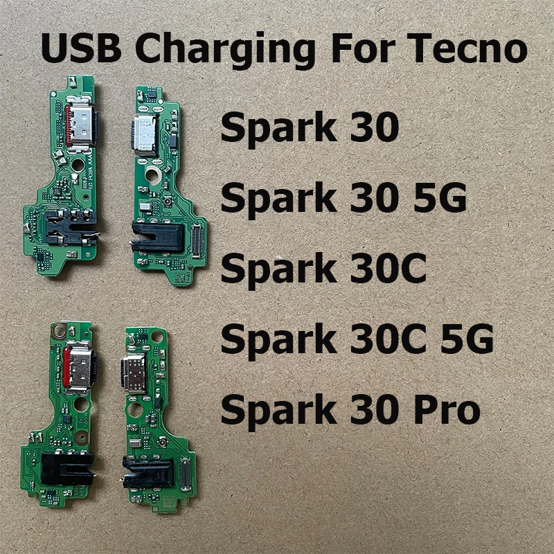 For Tecno Spark 30 30C Pro 4G 5G USB Charging Port Mic Microphone Dock Connector Board Flex Cable Repair Parts Global