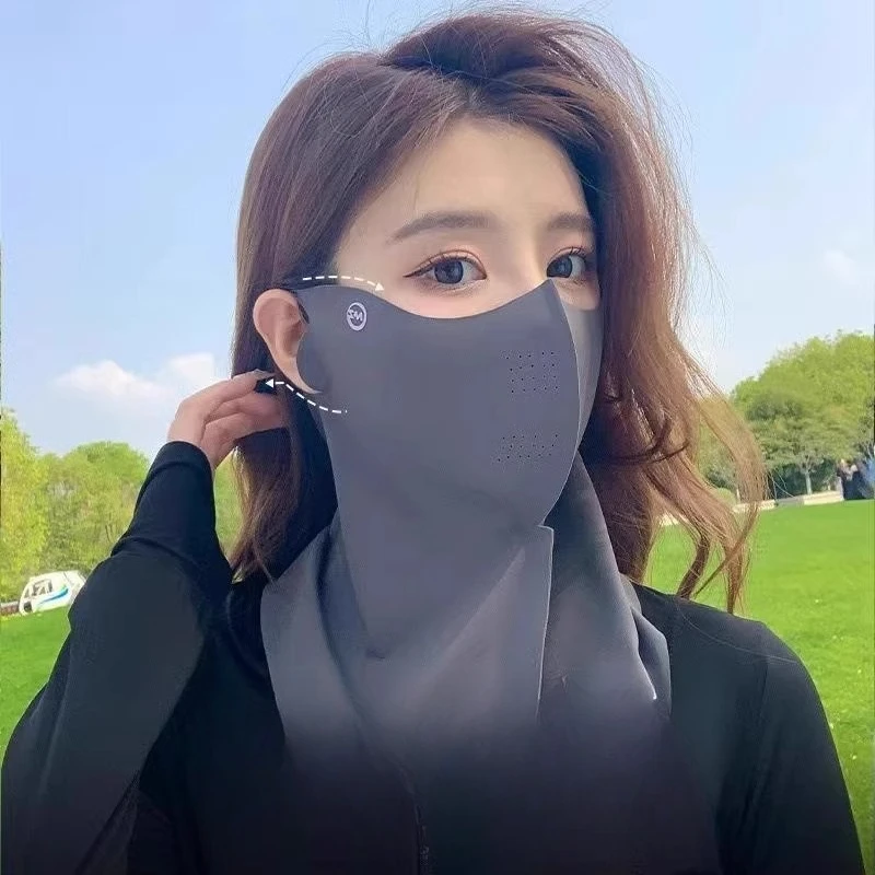 

Ice Silk Sun Face Mask Women Cooling UV Protection Breathable Neck Gaiter for Driving Cycling Summer Lightweight Non Slip Soft