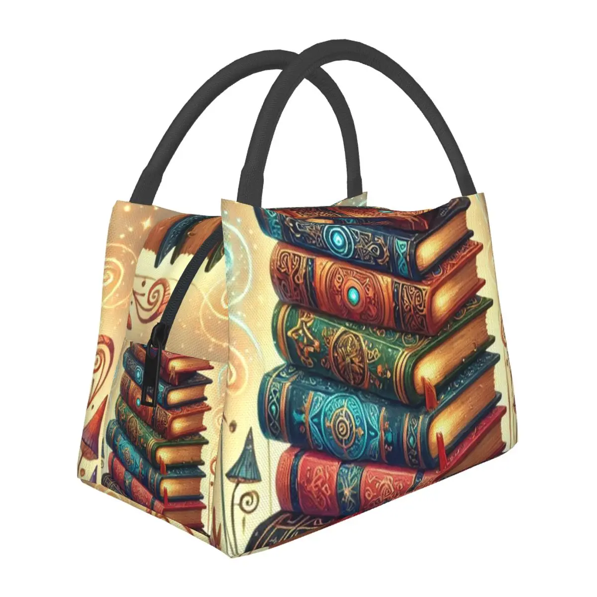 Ancient Book With Glowing Magic Spells Insulated Lunch Bag Women Picnic Storage Food Boxes Leakproof Cooler Thermal Lunch Box