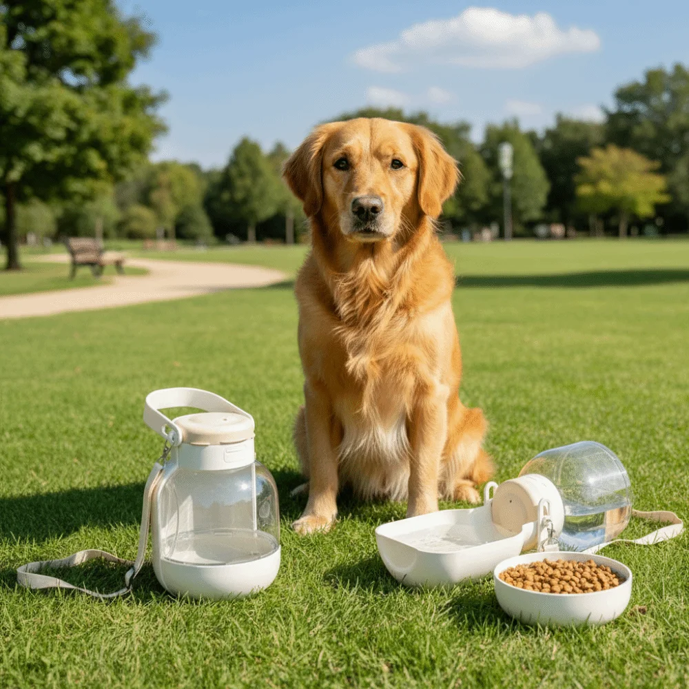 

2 in 1 Design Dog Water Bottle Large Capacity Drinking Feeder Pet Drinking Bottle Plastic with Food Containe Dog Outing Kettle