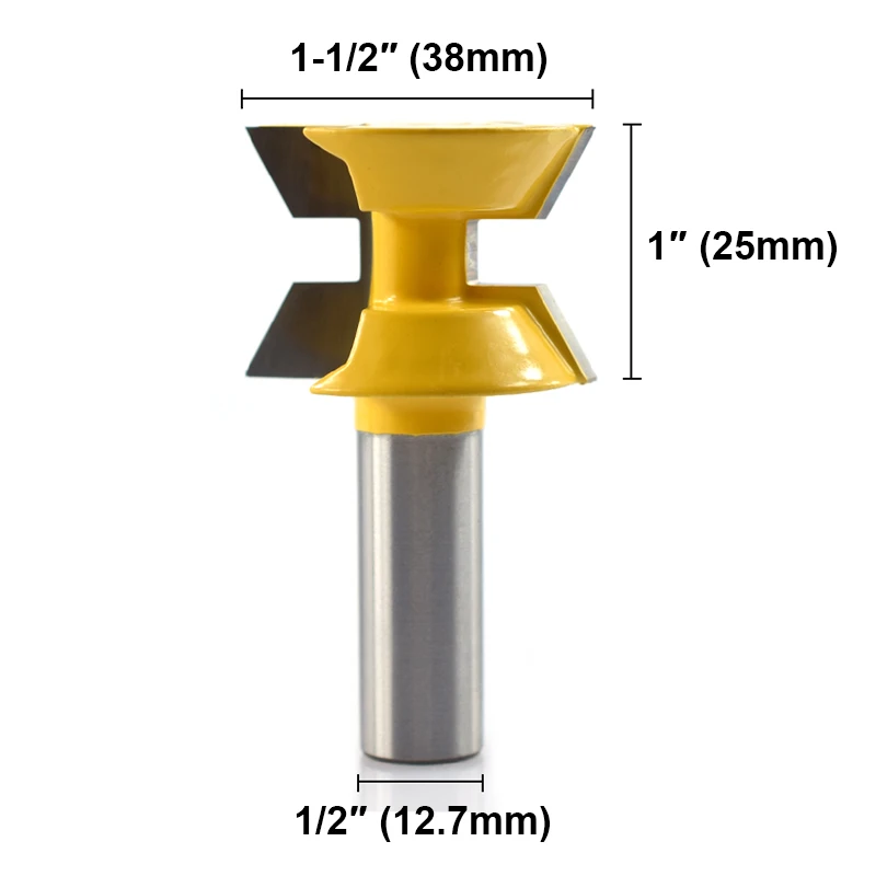 12.7MM Shank Lock Miter Finger Joint Router Bits Set 120 Degree Carbide Milling Cutter Rouoterr Bits for Woodworking Tools 