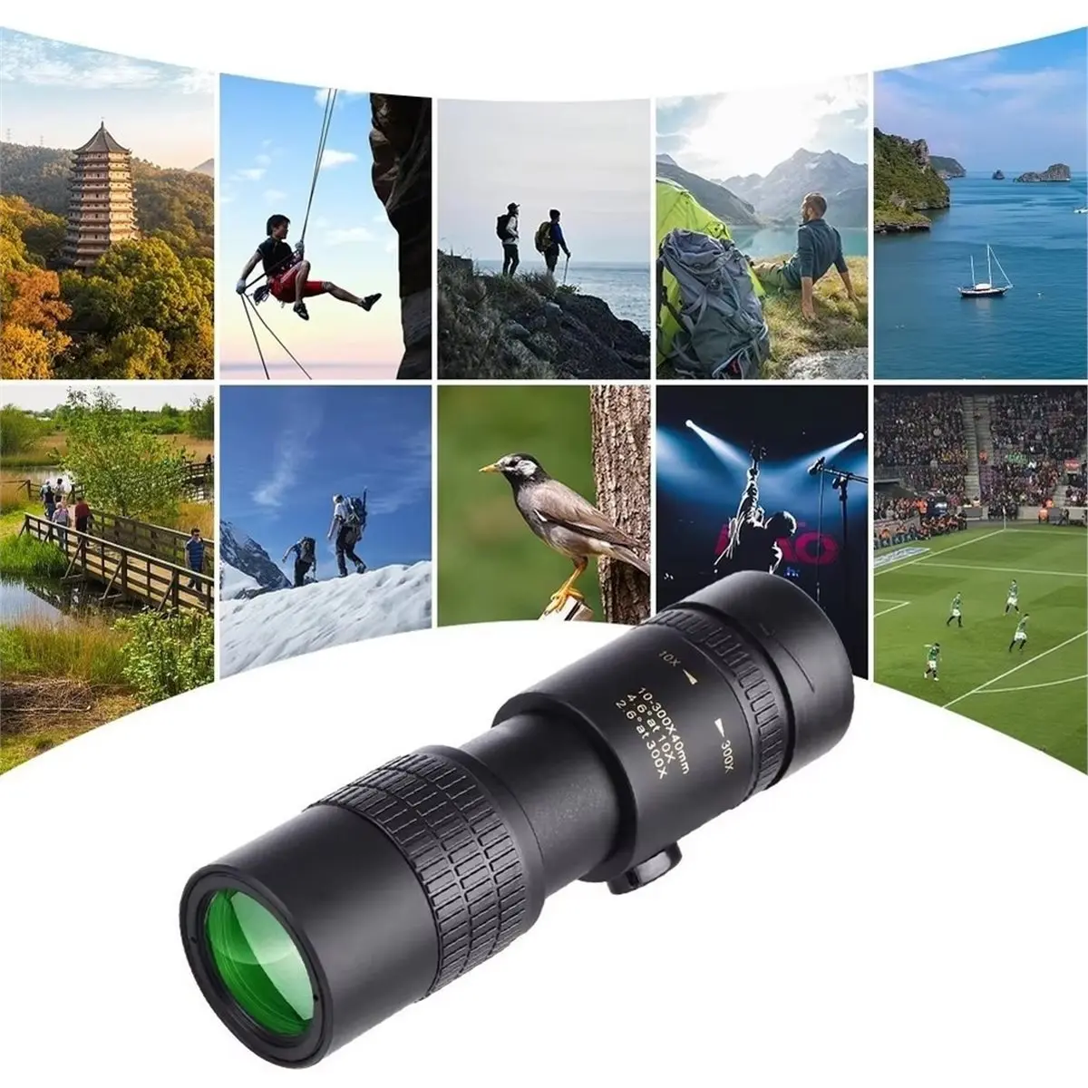 Monoculars 10-300X40 Zoom Powerful Long Distance Professional Monocular HD 4K High Quality Prism Portable