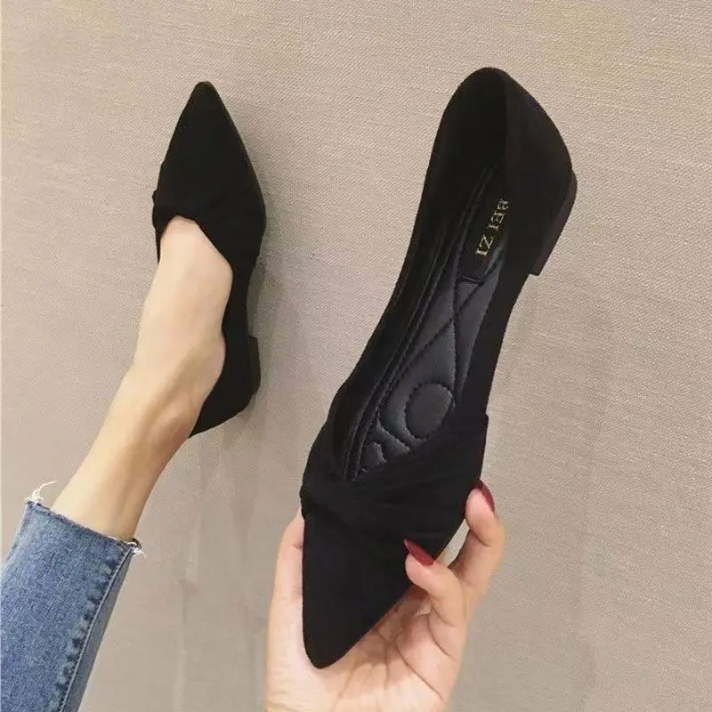 

2025 Pointed Toe Flats for Women, Office Comfort Ballet Pumps, Soft Sole Slip-On Work Shoes
