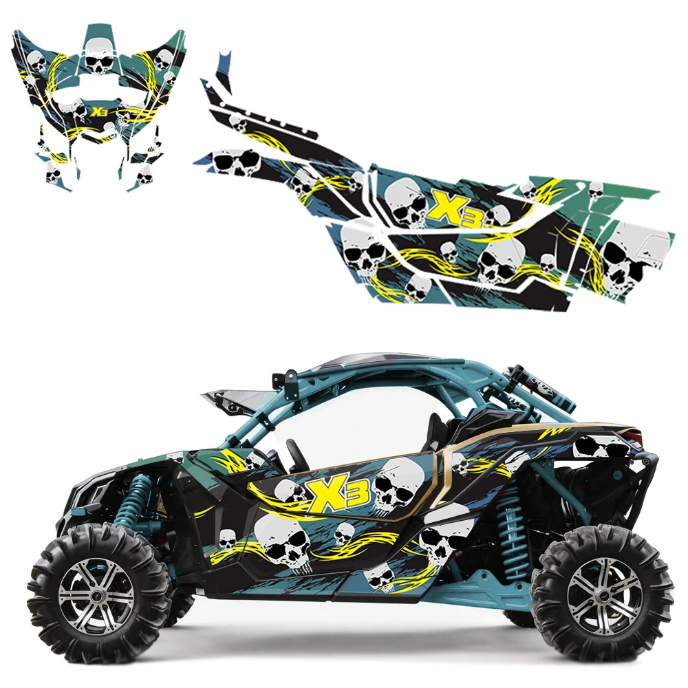 Graphics Background Decals Sticker Kits Fit for CAN AM Maverick X3 2 DOORS 2017 2018 2019 2020 UTV Decoration Custom Name