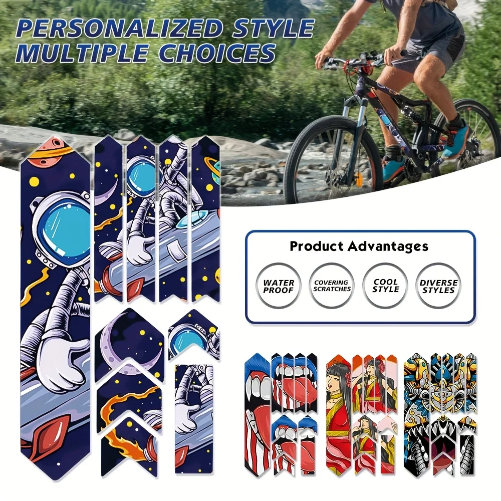 Juego de pegatinas para bicicleta 10 en 1, pegatina decorativa para cuadro de bicicleta, pegatina protectora antiarañazos, adecuada para bicicletas de carretera, BMX,
