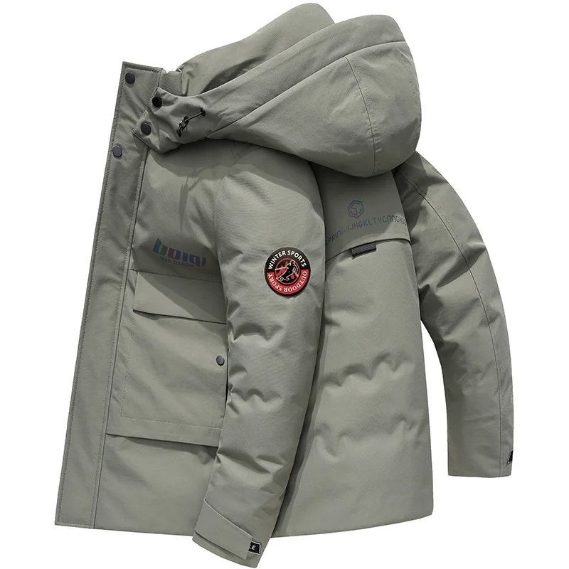 Quality Brand 90% Top White Duck Puffer Men Simple Removable Cap Cold-proof Hooded Down Jacket Homme Winter Coat