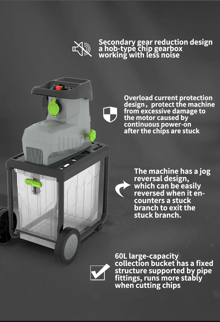 Holzschnitzler 4HP Electric Wood Chipper Leaf And Branch Shredder 2800W   Garden Tree  Crusher Machine