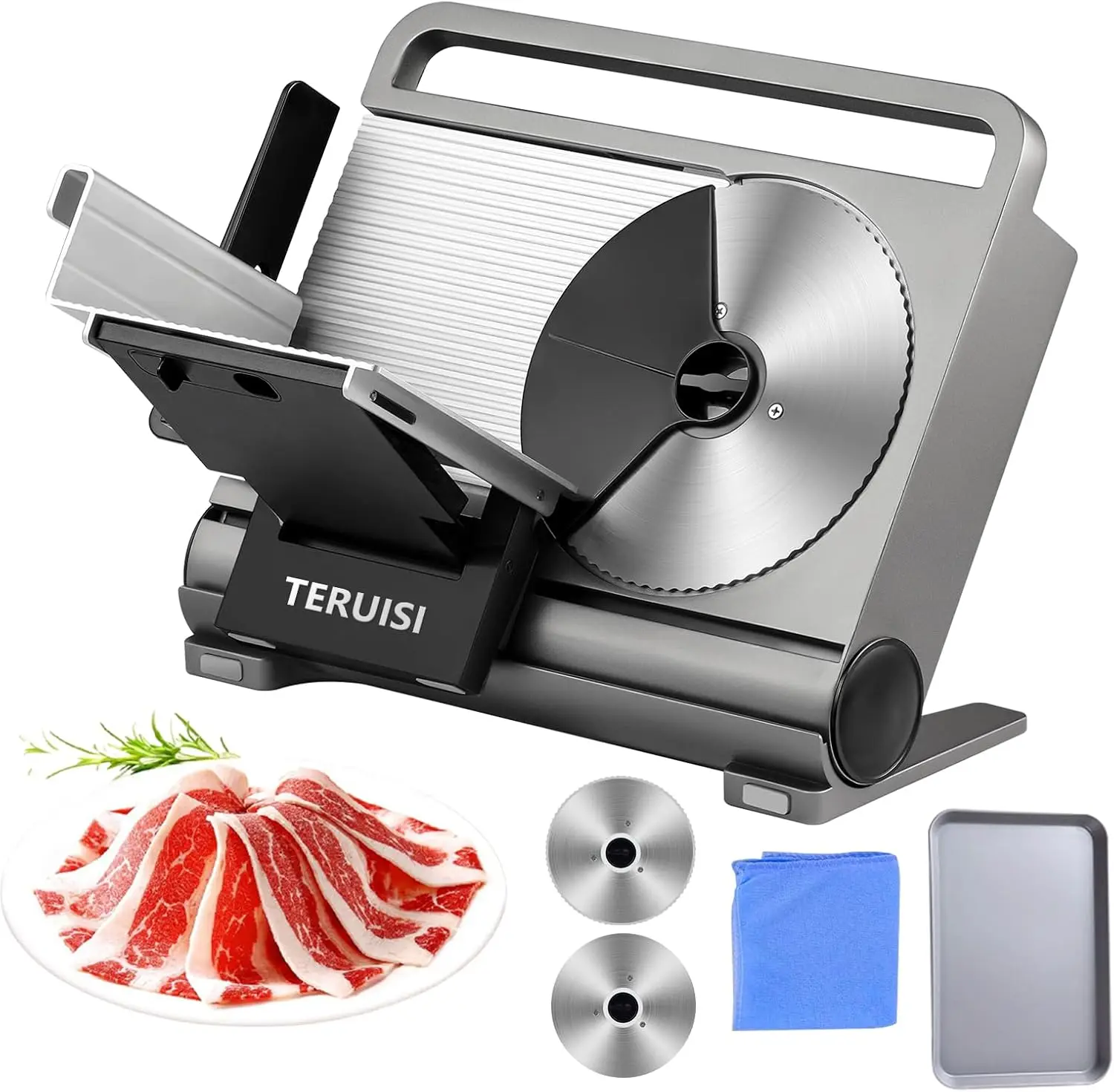 200W Electric Food Slicer Foldable Deli Meat Cutter Two 75 Inch Stainless Steel Blades 0 15mm Thickness Adjustment Home Use Slic