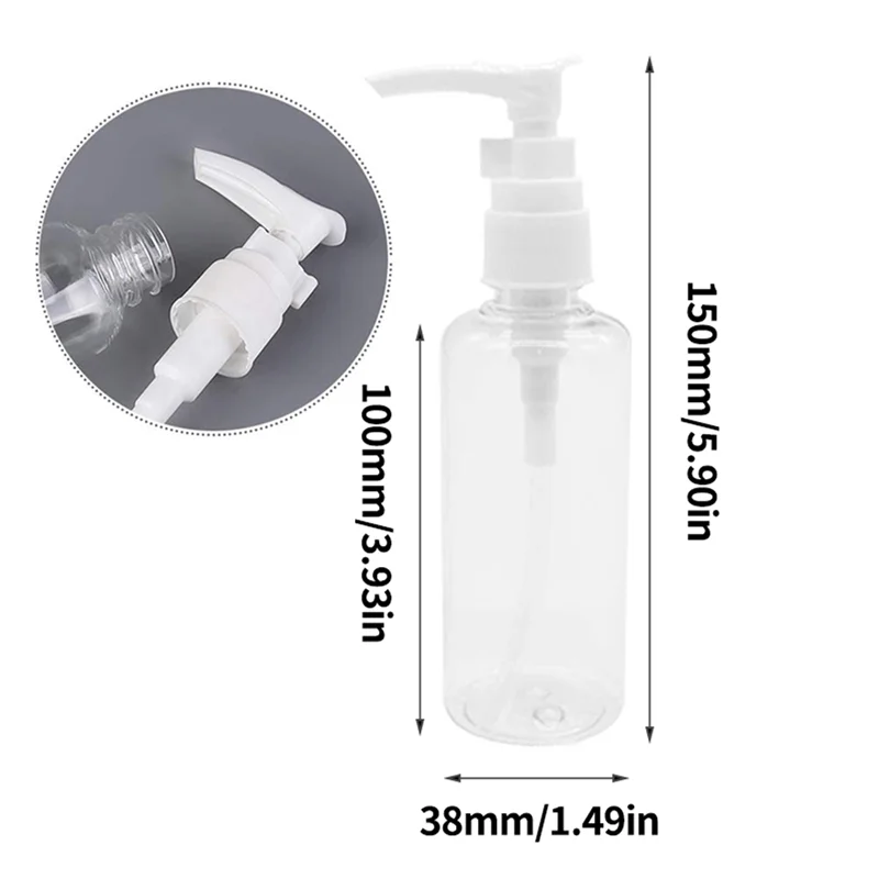 【MUST-HAVES】72 pacote 3.4oz/100ml garrafas de viagem transparentes bomba garrafa dispensador de loção para água, óleo de massagem, shampoo