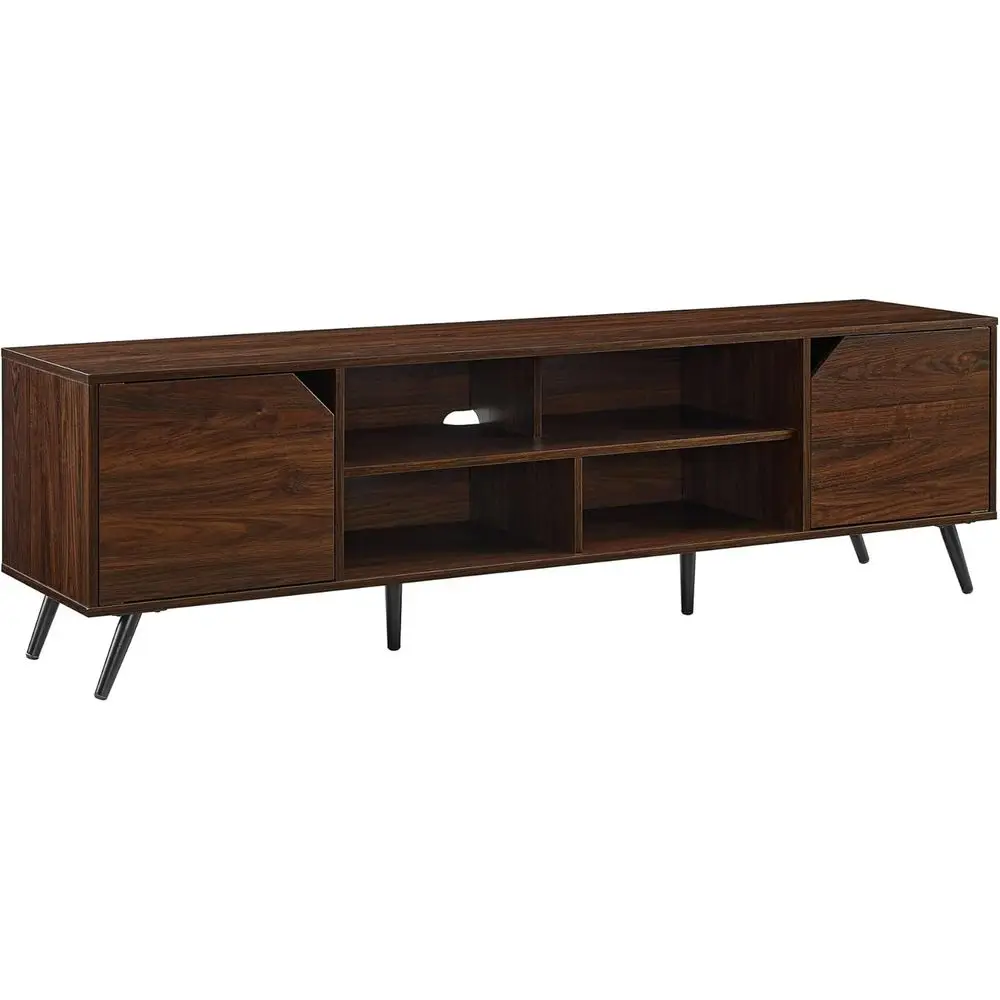 70-80 Inch Open-Concept Walnut TV Stand for Modern Living Rooms