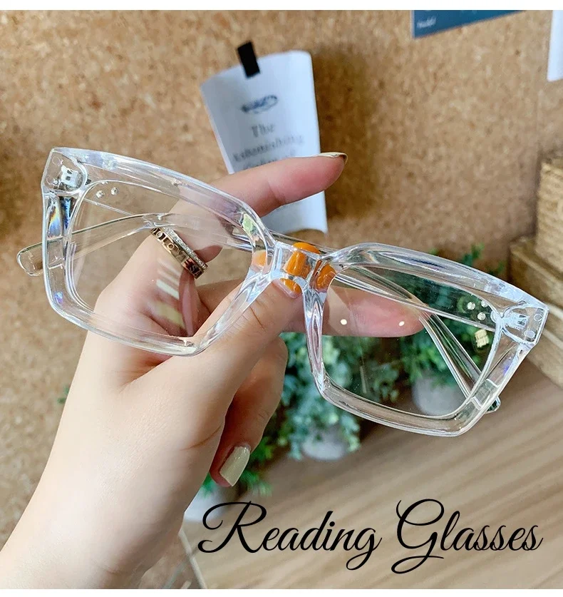 

Square Frame Anti-Blue Light Reading Glasses Classic Transparent Far Sight Eyewear Men Women Prescription Computer Eyeglasses