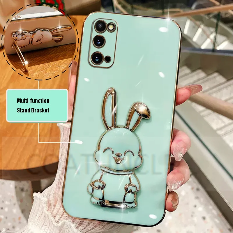 Cute Rabbit Holder Phone Bracket Case For Samsung A53 A52 A73 A72 A71 A70 A51 A50 A12 A23 A33 A10 A14 A02 A20S A22 Plating Cover