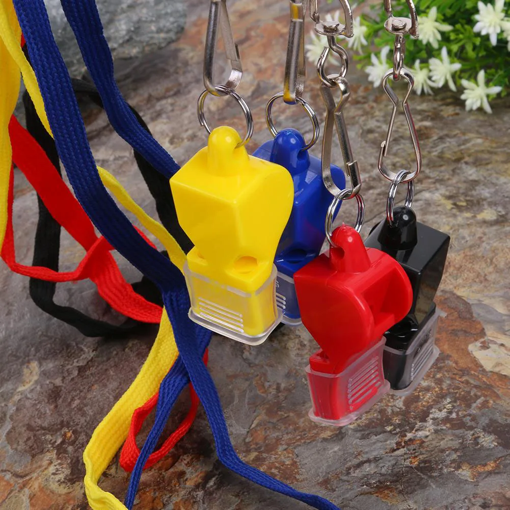Portable Sport Whistle Loud Sound Crisp Whistle Plastic Multifunction w/Rope Football Soccer Rugby Cheerleading Referee Whistle
