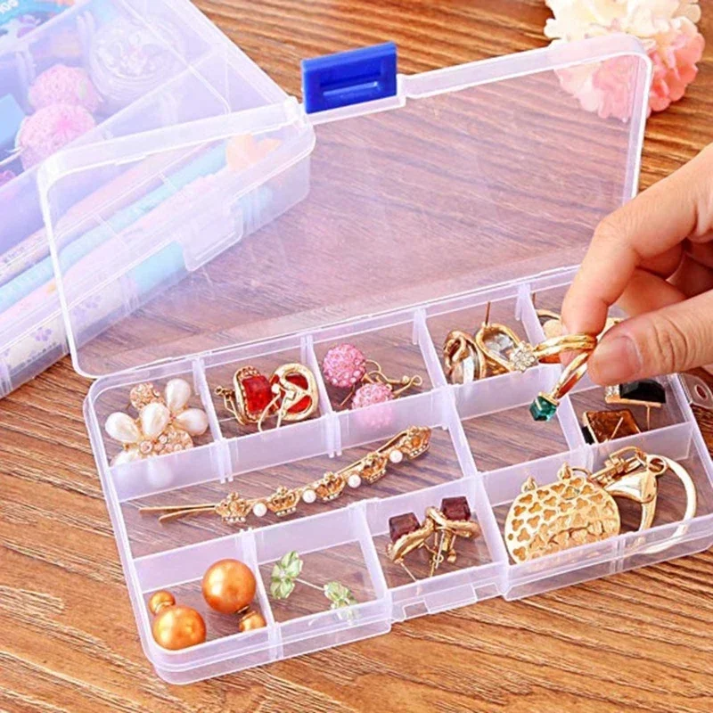 New Portable Transparent Plastic Storage Box with Cover Clear Arrangement Jewelry Earrings