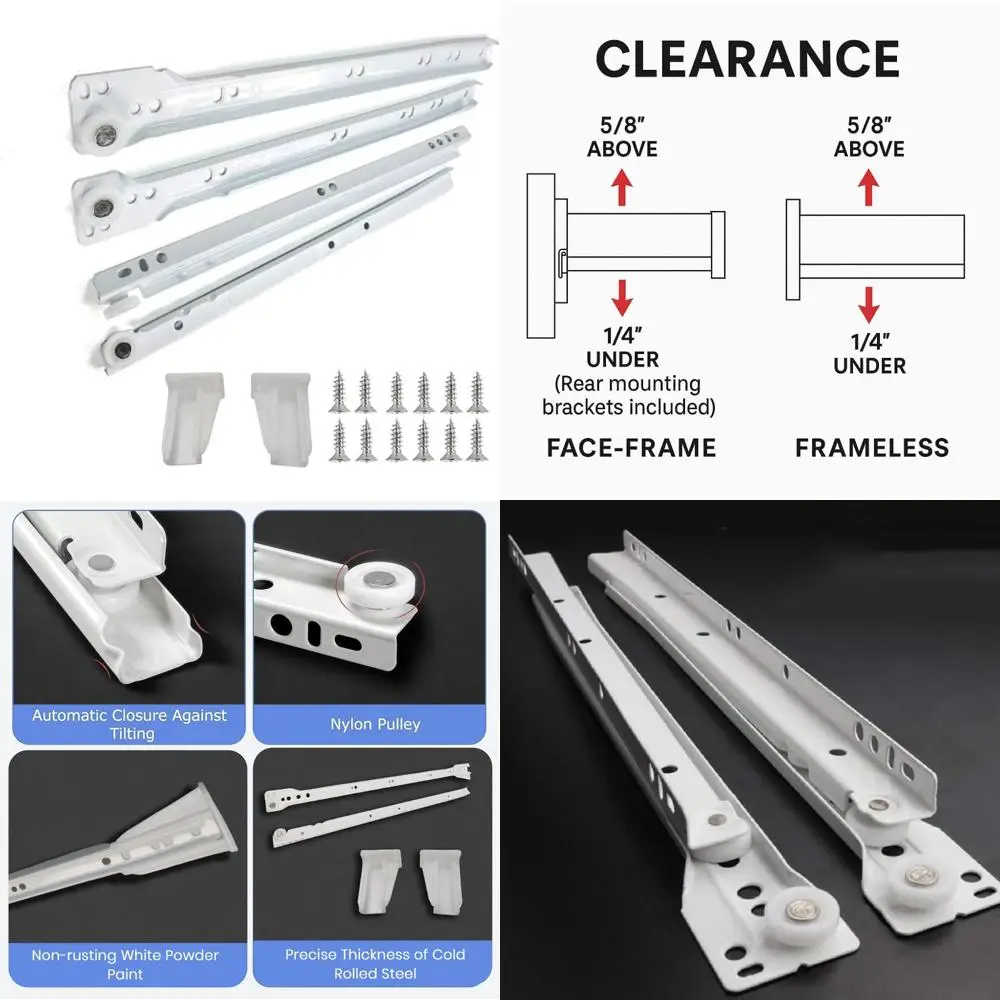 

Лицевая рама и безрамные направляющие для шкафа, 16-дюймовый европейский стиль, упаковка из 10 шт., грузоподъемность 75 фунтов, холоднокатаная сталь, отделка с порошковым покрытием