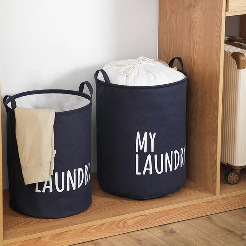 Home Laundry Basket Linen Cotton Foldable Laundry Hamper Waterproof Clothes Toys Organizer High Capacity Bathroom Storage Basket