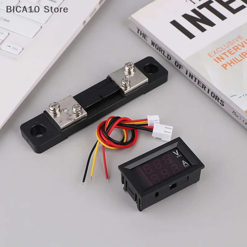 Mini voltímetro Digital, amperímetro DC 0-100V 50A Amp, medidor de corriente de voltaje, Detector, probador, pantalla LED Dual de 0,28 ", indicador + derivación