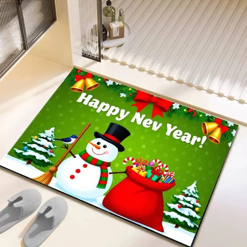 VIKAMA Red Xmas Elements Calendar Doormat, Quick Dry Non Slip Machine Washable Mat Home Decor