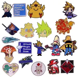 Final Fantasy Enamel Pin Cloud Strife Buster Sword Meteor Chocobo Red Mage Vivi Badge Shinra Attack Menu Brooch Gamer Accessory