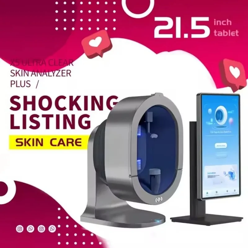 Escáner 3D, análisis de piel con espejo, 8 espectros, espejo inteligente, lámpara de madera, escáner Facial, máquina analizadora de piel UV, analizador de piel