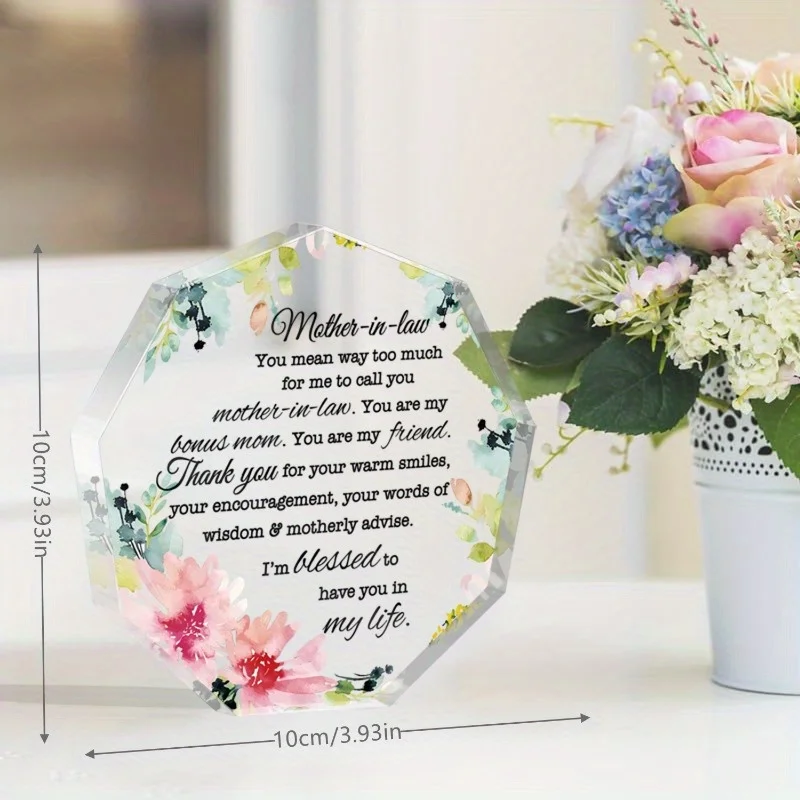 Acrylic Heart Plaque Grateful Gift for Mom, Dad & In-Laws Best Birthday Collectible Figurine