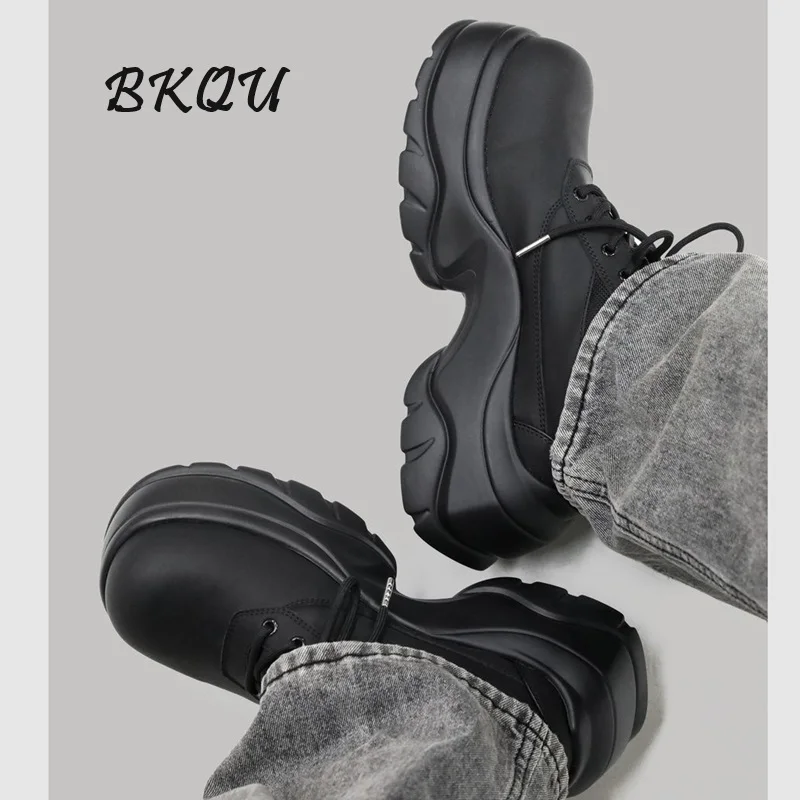 BKQU Increase 7cm Derby Daddy Shoes Men 2024 New Spring and Autumn Trend Handsome High-grade Casual Sports