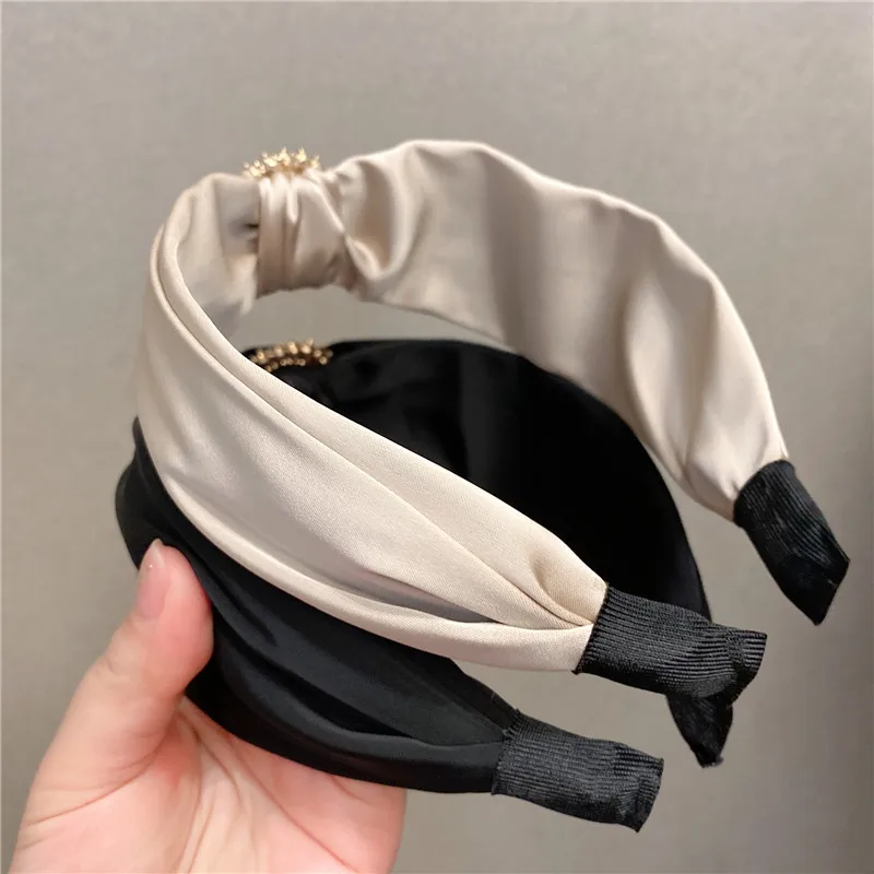 Fabric Satin Band Hairband for Women Girl Hair Scarf Korea Rhinestones Headbands Knot Headband for Women Fashion Accessories