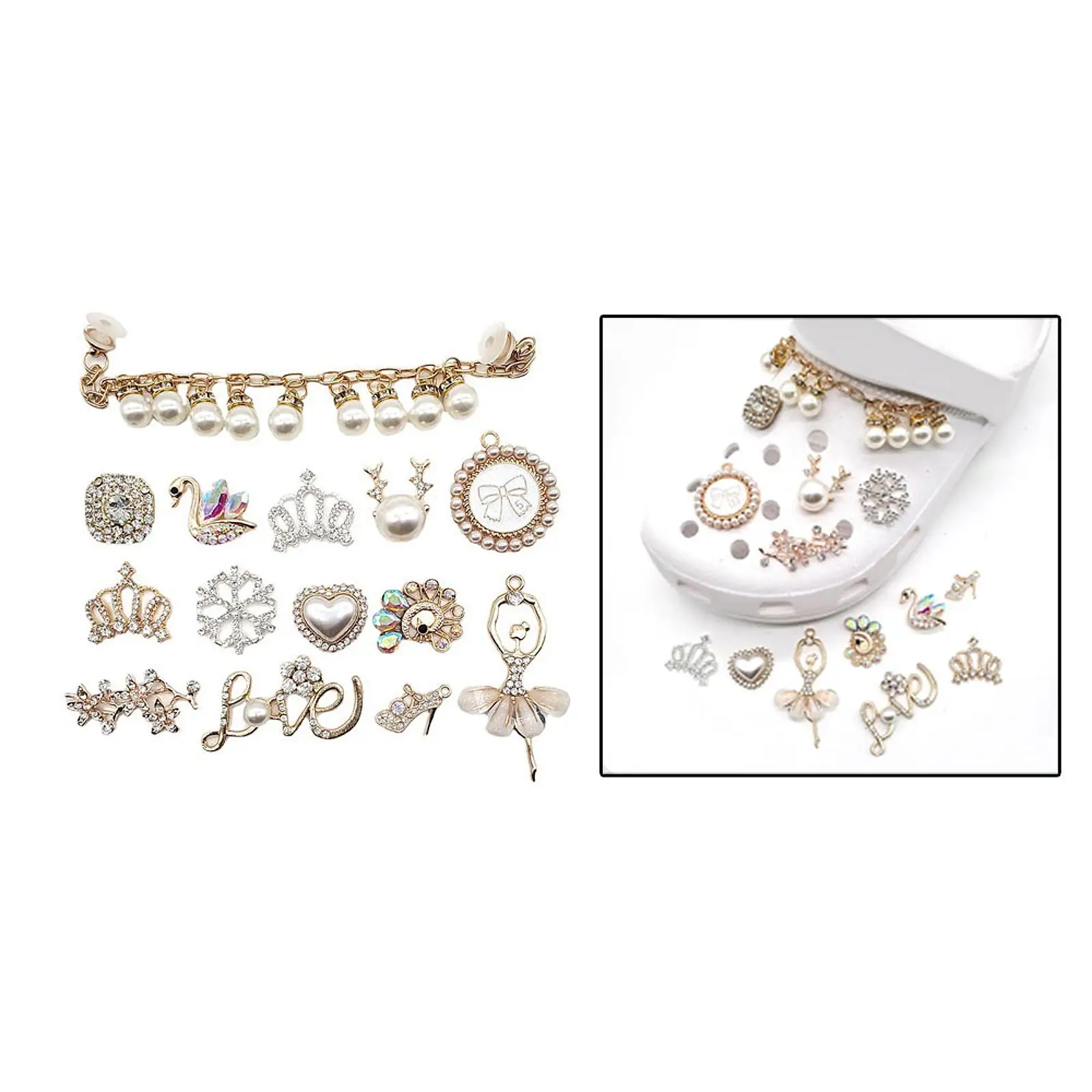 14Pcs Bling Shoe Charms Fashion Girly Charms for Party Favors Birthday Gifts