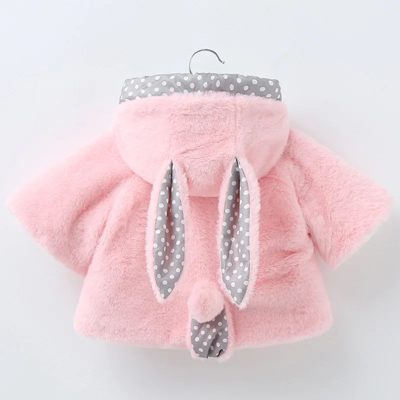 3 6 8 12 18 24 Months Newborn Clothes Autumn Winter Warm Plush Baby Girls Jacket Snowsuit Cute Rabbit Ears Hooded Princess Coats