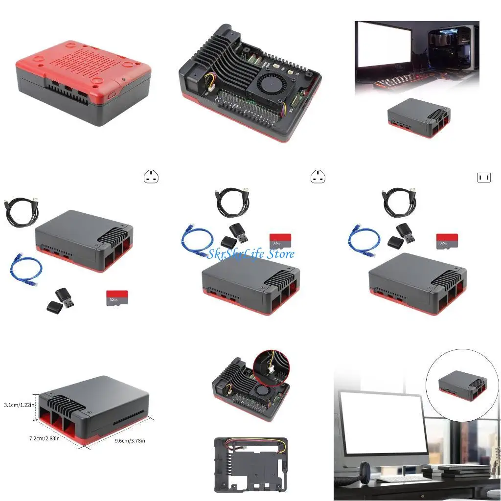 

E65E Aluminum Case Enclosure for RPi 5 Mainboard Protector Cover PWM Fan Cooling and Ventilation Argon 5 Easy to Use Box