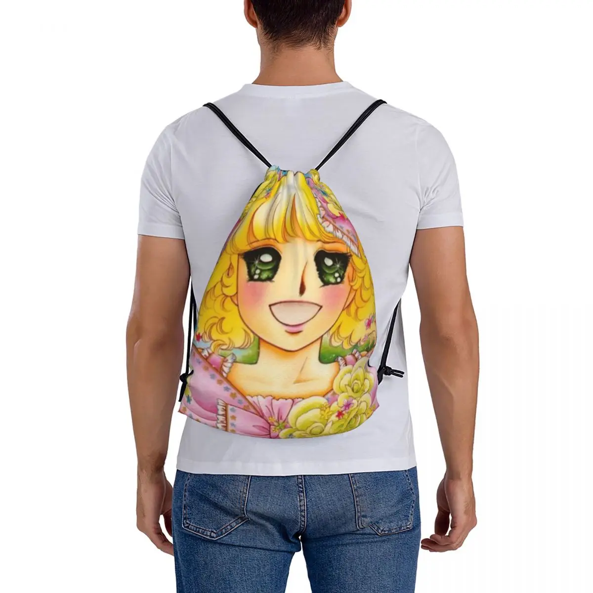 Doces doces anime mochilas moda portátil sacos de cordão pacote bolso saco de esportes sacos de livro para estudantes de viagem