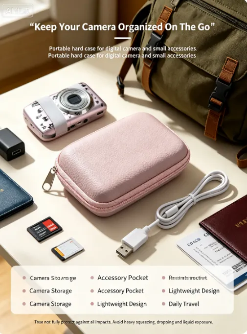CCD Camera Carrying Case, Shock-Resistant Digital Camera Storage Box, EVA Hard Shell Portable Travel Bag for Camera, Memory Card - Detail Angle #03