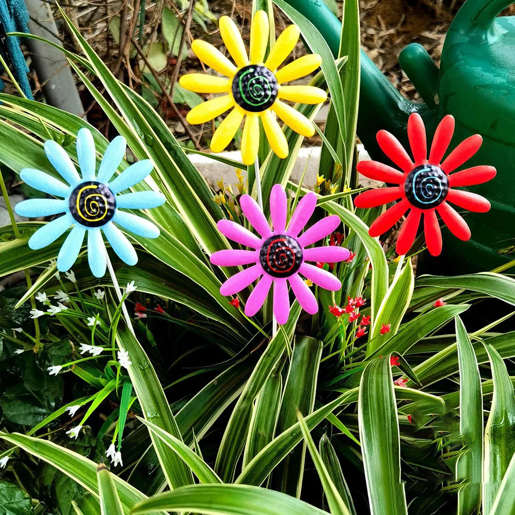 

4pcs Iron Flower Garden Stake Decorative Outdoor Lawn Yard Decoration Metal Flower Pot Plugin Lifelike Durable for Courtyard