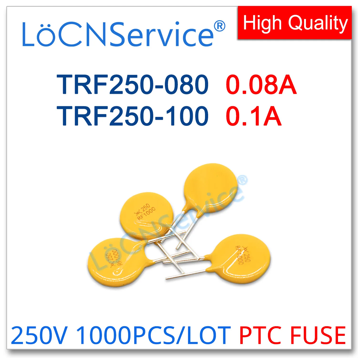 LoCNService 1000PCS TRF250-080 TRF250-100 250V 0.08A 0.1A RF080 JK250-080U RF100 JK250-100U Resettable Fuse PTC DIP Chinese 