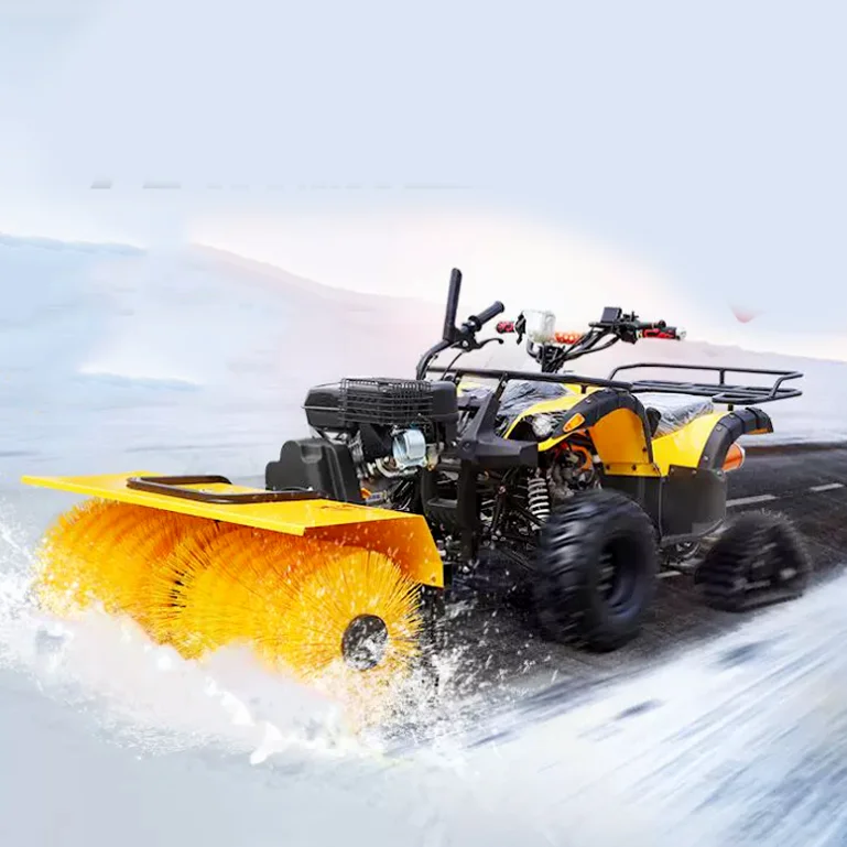 Municipal Snow Sweeper 4WD Heavy Duty with Warning Lights, Rotary Brush for Public Road