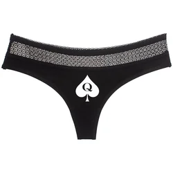 Queen of Spades Sexy Lace Underwear for Women Cotton Lace Panties Female Thong GString Breathable Lingerie Temptation Intimate