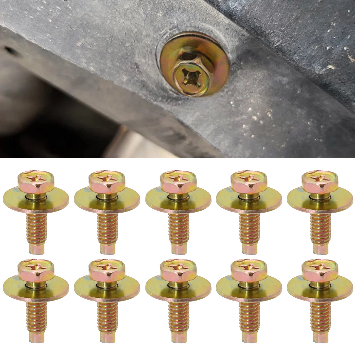 Nuevo 10X tornillos M6 para carrocería de coche cubierta de motor bandeja inferior protector contra salpicaduras parachoques guardabarros revestimiento retenedor sujetador remache tornillo tuerca Clips