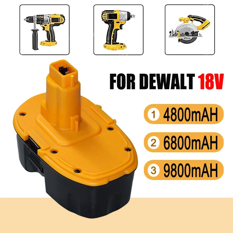 

18V 4800/6800/9800mAh Ni-MH Battery for Dewalt DC9096 DE9039 DE9096 DE9098 DE9503 DC212 DC330 Cordless Drill Replacement Battery