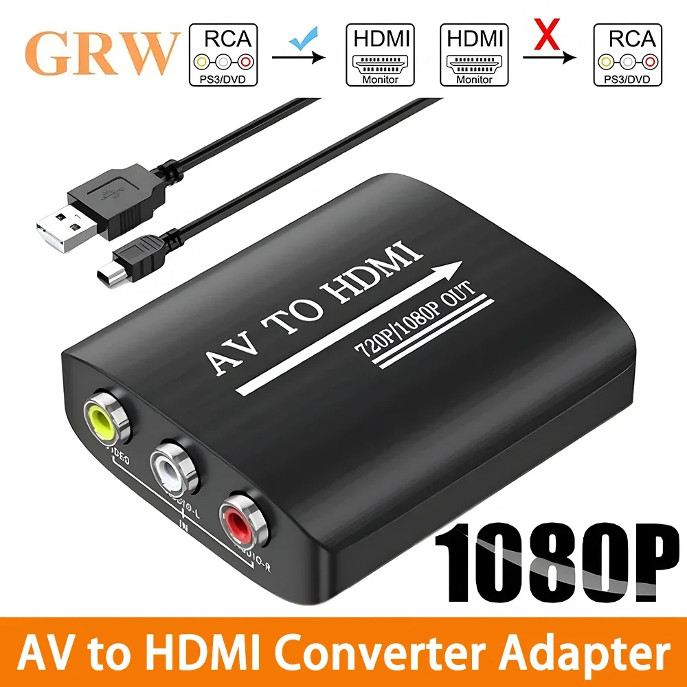 HD 1080P AV RCA To HDMI-Compatible Composite Adapter Converter With USB Cable CVBS AV Adapter For N64 Wii PS1/2/3 Xbox One SNES