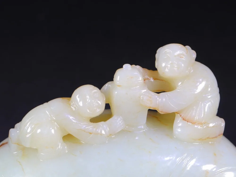 CHINESE QING DYNASTY 100% NATUURLIJKE HOTAN WITTE JADE HANDGESNEDEN OLIFANT STANDBEELD