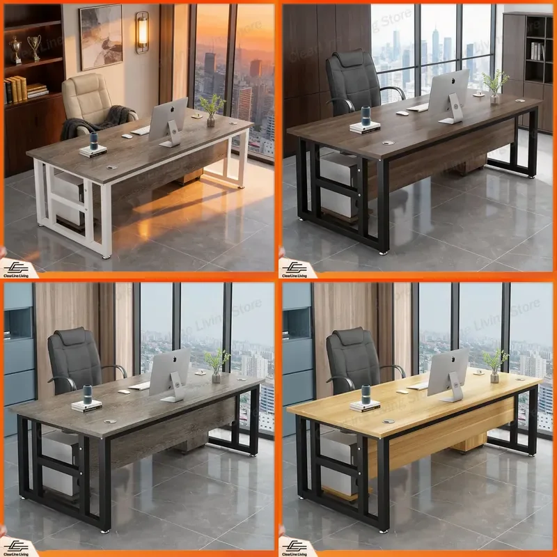 Modern Steel Frame Boss Desk for Business Manager Taipan Office Supervisor Desktop Workstation Spot Supply
