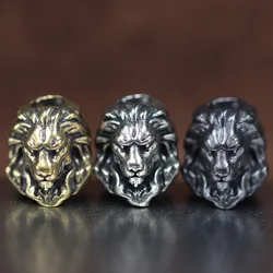 Lion King Head Sculpture Brass Knife Beads EDC Outdoor Flashlight Umbrella Rope DIY Paracord Woven Lanyard Pendants Accessories