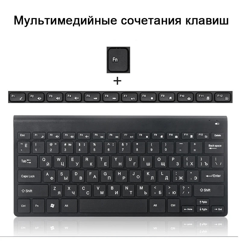 Teclado ruso 78 teclas 2,4 Ghz USB Oficina teclado inalámbrico juegos de ratón silencioso ergonómico ordenador PC portátil teclados RUS + inglés