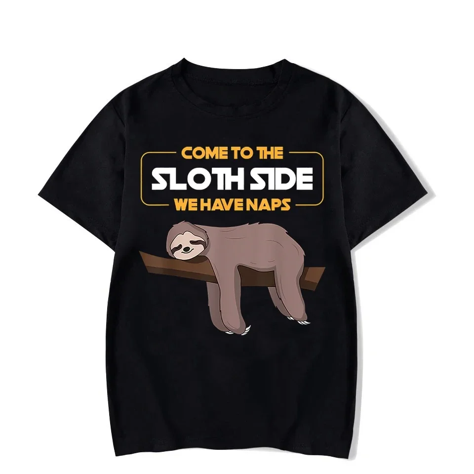 New Arrival We Have Naps Print Top Y2k Streetwear Lazy Men's T-shirts Harajuku Come To The Sloth Side Tshirt Fashion Heavyweight