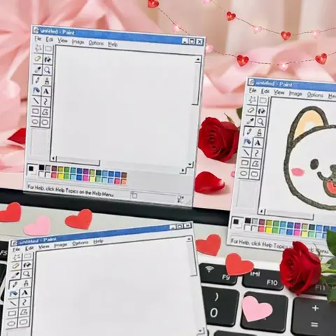 5-Pack Retro Paint App Sticky Notes - Nostalgic Valentine's Day Gift for Office Desk, Creative Notes & Memos